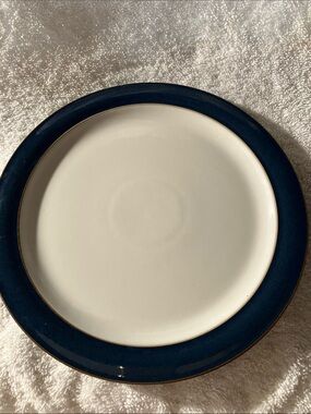2 Denby Greenwich Salad  Plates with Navy Rim 8 5/8”